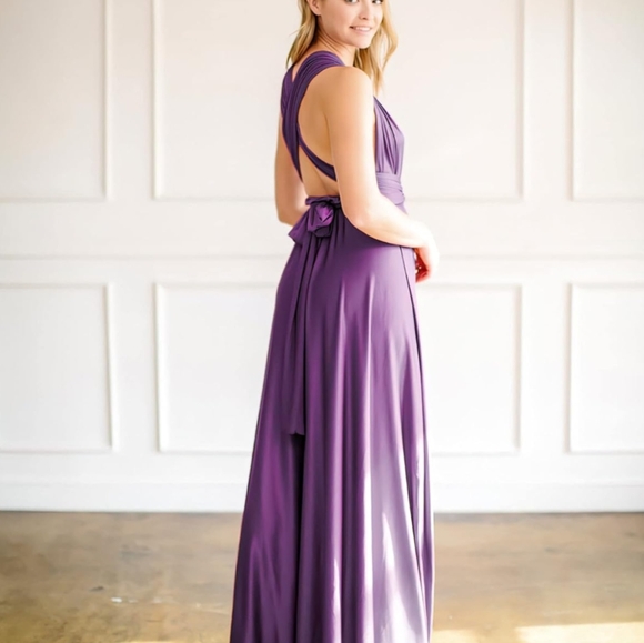 Convertible Infinity Dress & Bandeau Long Maxi Bridesmaid/Prom Dresses Purple - Picture 5 of 7